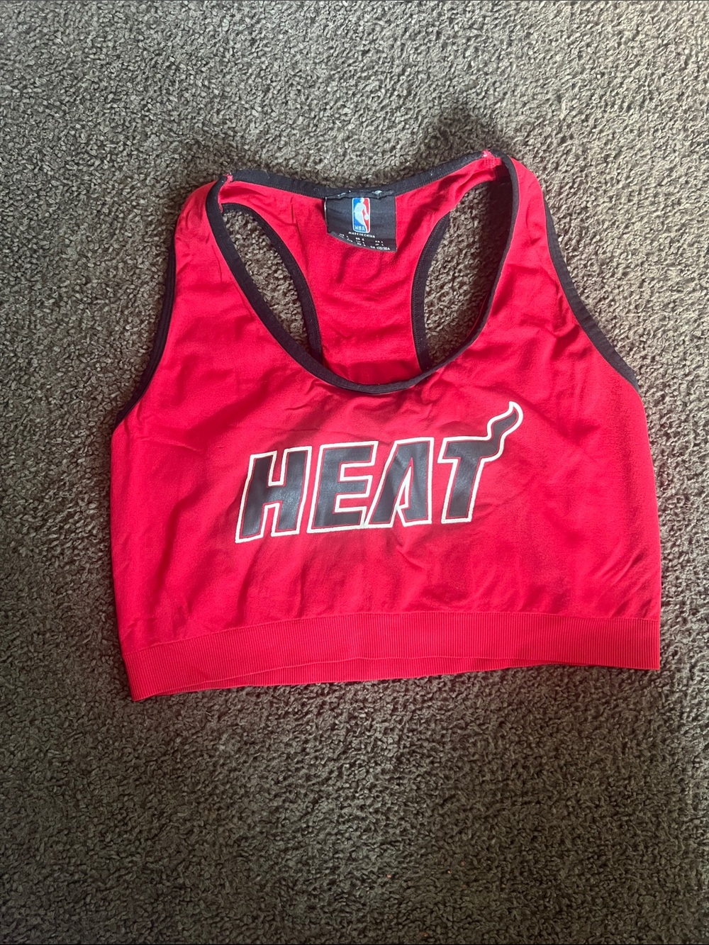 NBA Red HEAT Racerback Sports Bra with Black Trim
